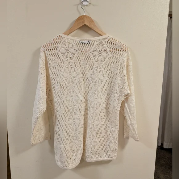 Paris Sport Club Sheer Knit Lace Top Women’s Large Cream - Picture 3 of 5